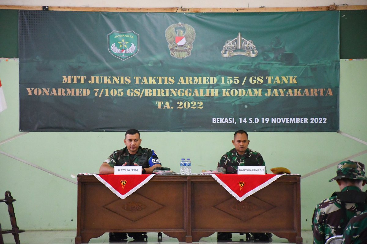 Yonarmed_7's tweet photo. Pembukaan MTT Juknis Taktis Armed 155/ GS Tank Yonarmed 7/105 GS/Biringgalih Kodam Jayakarta TA. 2022. https://t.co/ptiSHp1JMl