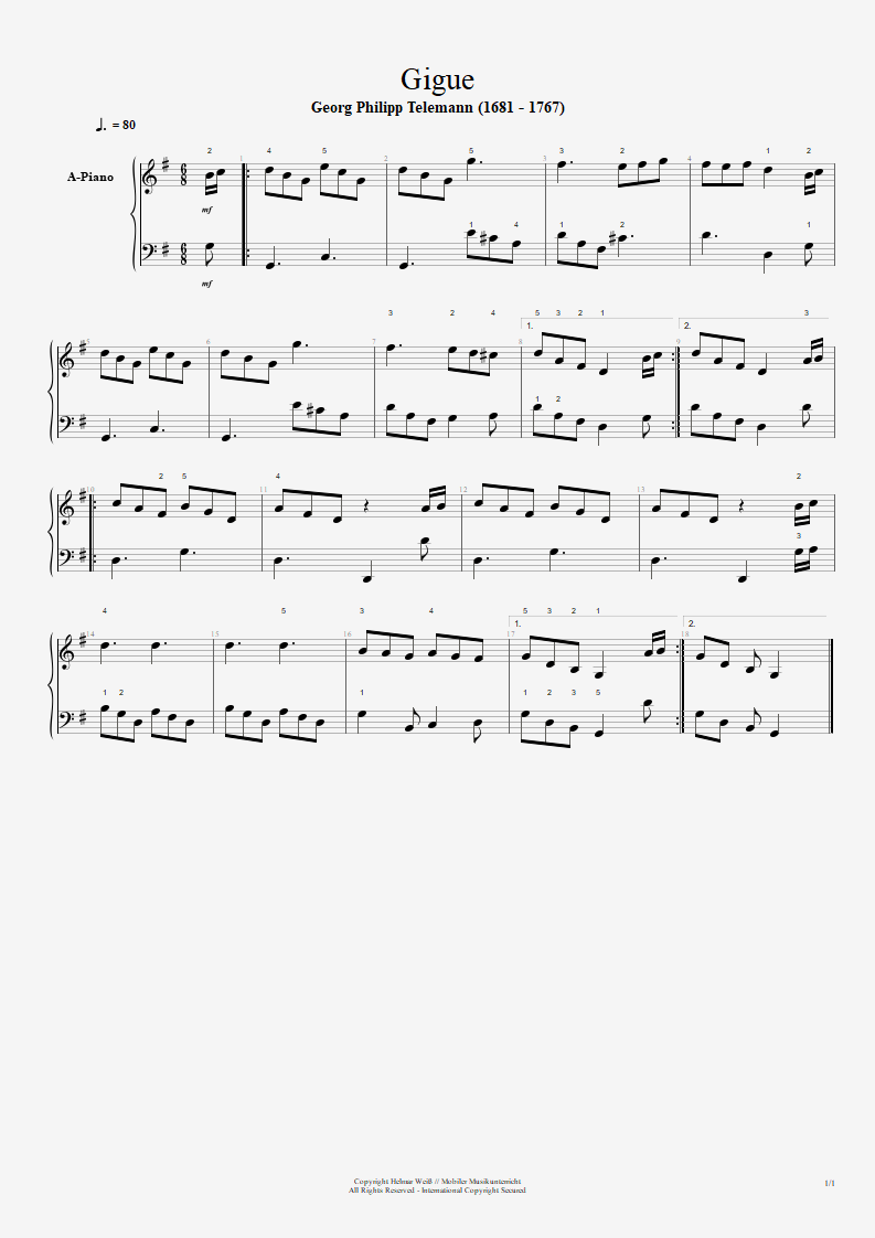 HelmarWeiss's tweet photo. Georg Philipp Telemann (1681-1767) - Gigue
Musiknoten zum herunterladen, drucken & sofort spielen!
https://t.co/23jE39U20f
#MobilerMusikunterrichtRegensburg #GeorgPhilippTelemann #Piano #Gigue #Noten #Klavier #Regensburg https://t.co/7JzhYEM9Au