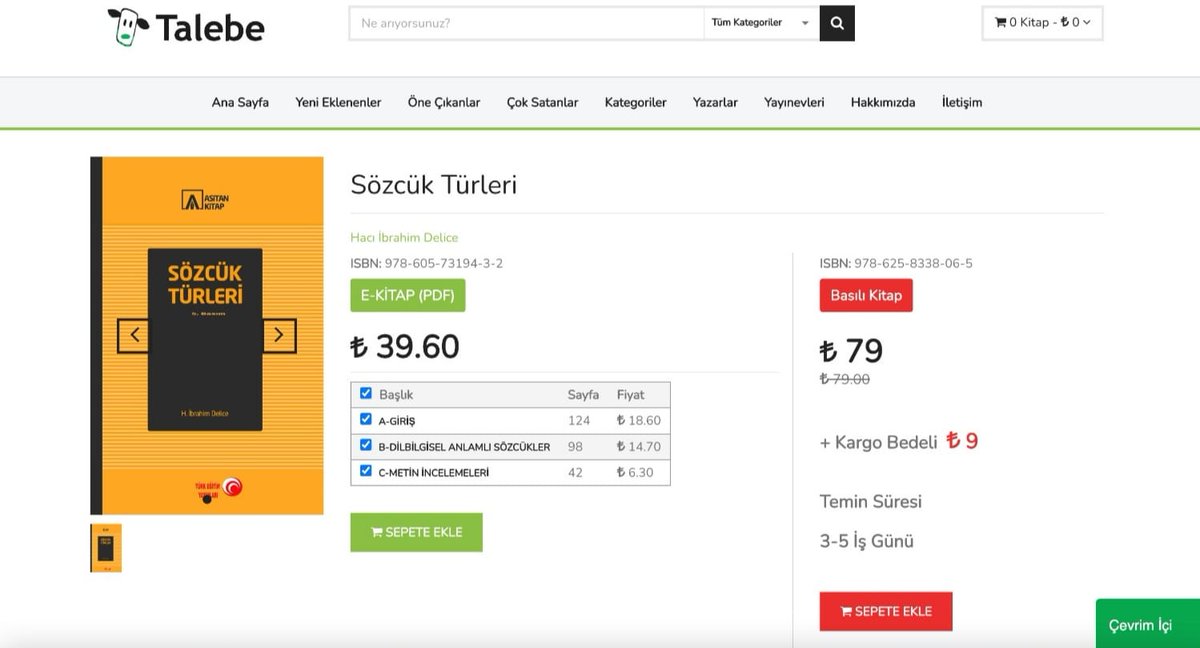 YENİ NESİL YAYINCILIK
Bölümlü ve POD opsiyonlu elektronik kitap dağıtım portalı: talebe.com
Hacı İbrahim Delice Hocamızın "Sözcük Türleri" adlı çalışmasına sitemizden ulaşabilirsiniz.