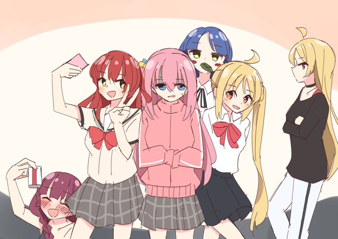 123.初音ミク　アルベド　アイ　後藤ひとり　伊地知虹夏　春日野穹 後藤ひとり ,伊地知虹夏 「ちらり #ぼっち・ざ・ろっく」|ニワの