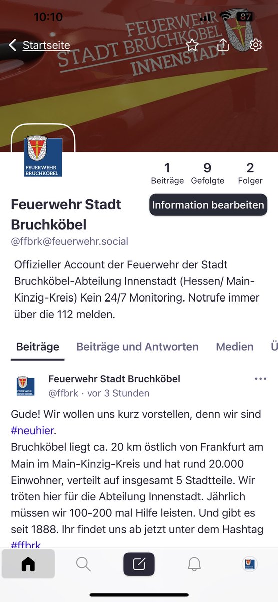 FFBrk's tweet photo. Info: Ihr findet uns ab sofort auch auf #Mastodon 

#testphase #dasbesseretwitter? #twitterfuture #bruchköbel #socialmedia #socialmediafürbehörden https://t.co/KohmWgWLAP