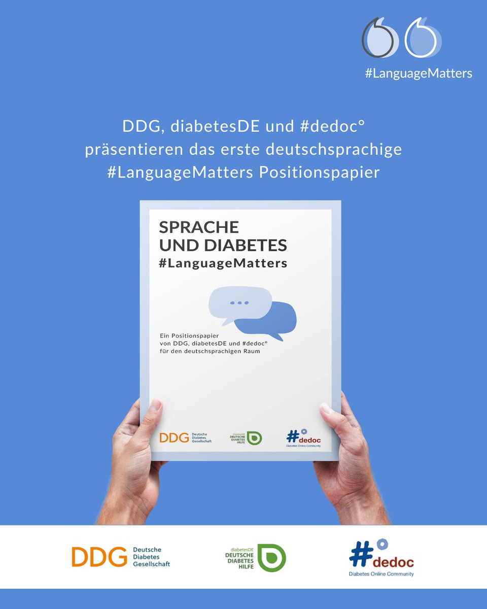 "Don't use your fingertips for blood glucose checks, you will need them when you go blind later!","Do you want to end up on dialysis?","So you have the BAD kind?"–Words matter. This year on #WorldDiabetesDay, we celebrate the release of the German edition of #LanguageMatters.🌍💙