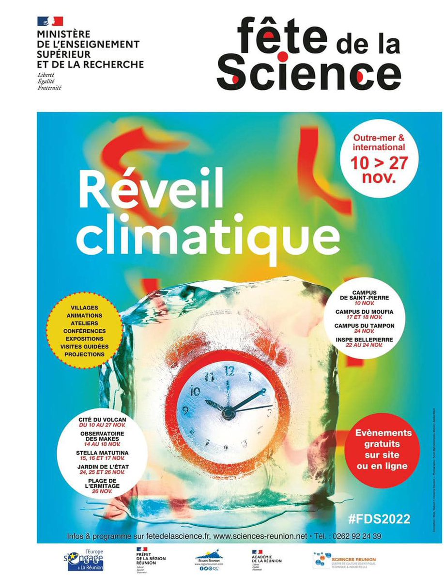 [ Fête de la #science 2022 ]
Partenaire de cet événement organisé par Sciences Réunion, EDF sera présente au Musée Stella Matutina !

💡 Retrouvez-nous sur notre stand du 15/11 au 17/11  pour en savoir ➕ sur la consommation en #énergie et les gestes éco-citoyens.