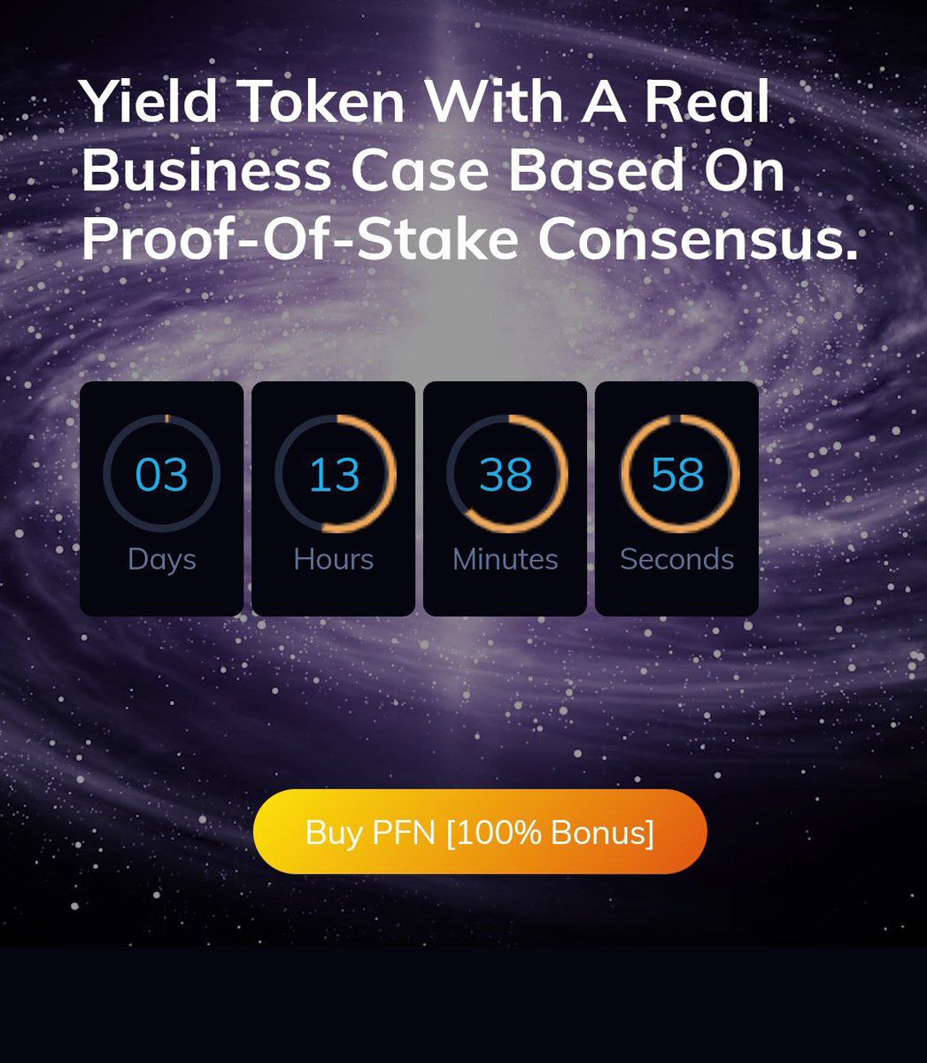 Get 100% extra $PFN on buying above $ 30,000
👉 Get 85% extra $PFN on buying above $ 20,000-$ 29,999
👉 Get 55% extra $PFN on buying above 4,000-$ 9999
👉 Get 30% extra $PFN on buying below $15-$ 4,99 Take advantage of these sale. pifinance.net/app/public/use…