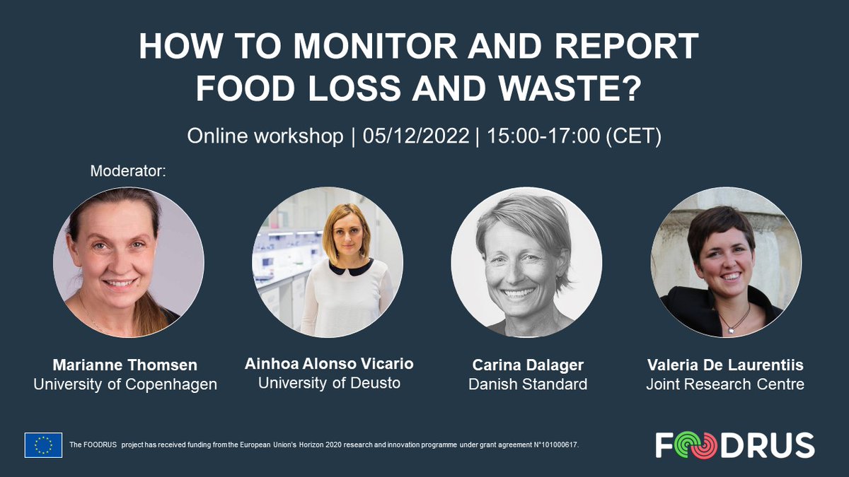 📢 #FOODRUS is organising an online workshop on 05/12 entitled "How to #monitor &amp; #report food loss and waste?"

✨ Do not miss the opportunity to be part of this conversation!

🔎 Read more: bit.ly/3EtIs9R
👉 To register: bit.ly/3UDlNO8

#H2020 #foodwaste