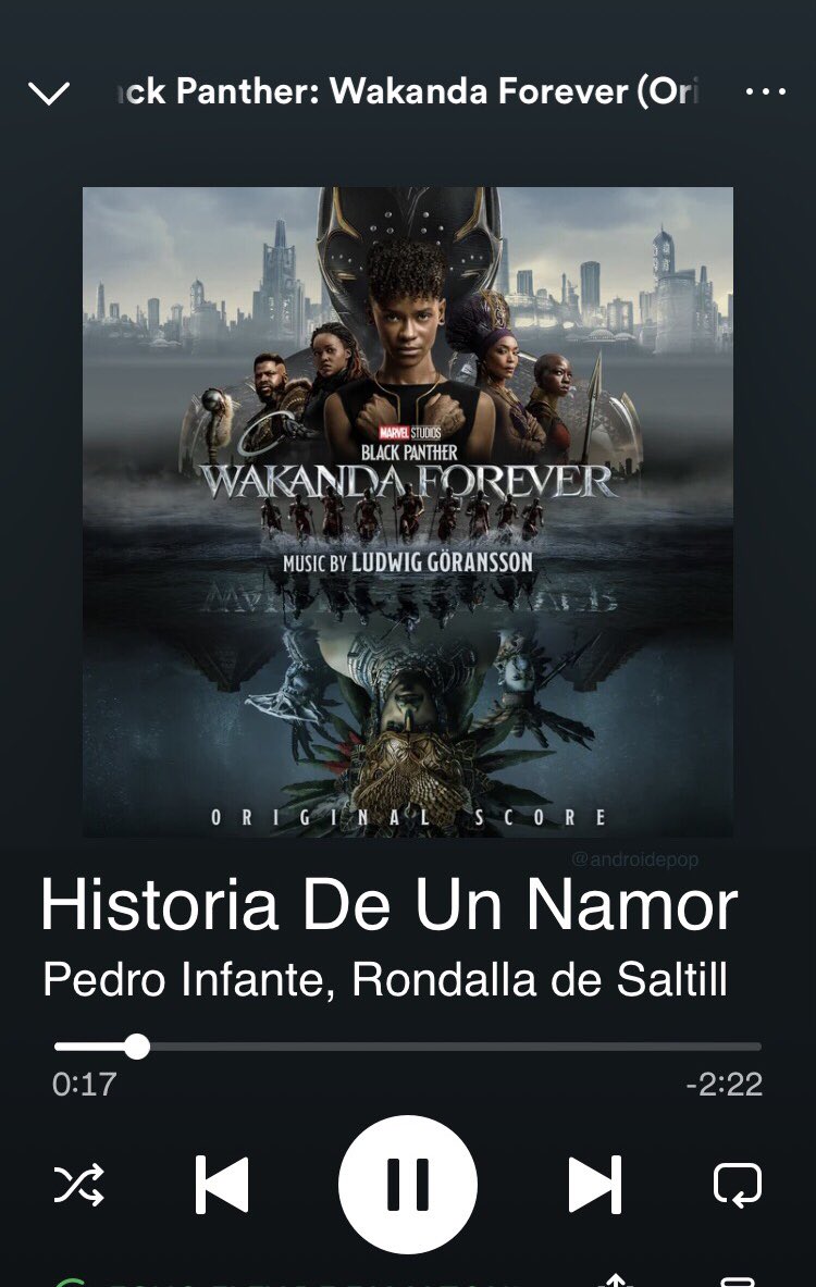 androidepop's tweet photo. Buenísimo el soundtrack de #WakandaForever ese #Namor si me representa https://t.co/VBuptYQurt
