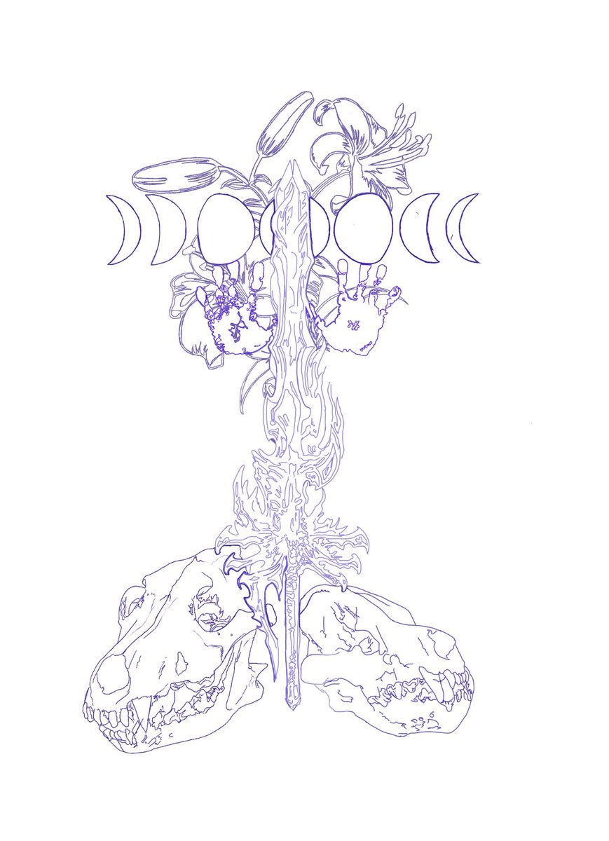 Newest work in progresssss low key considering/thinking about potentially trying to take commissions for tattoo designs 😖🧐