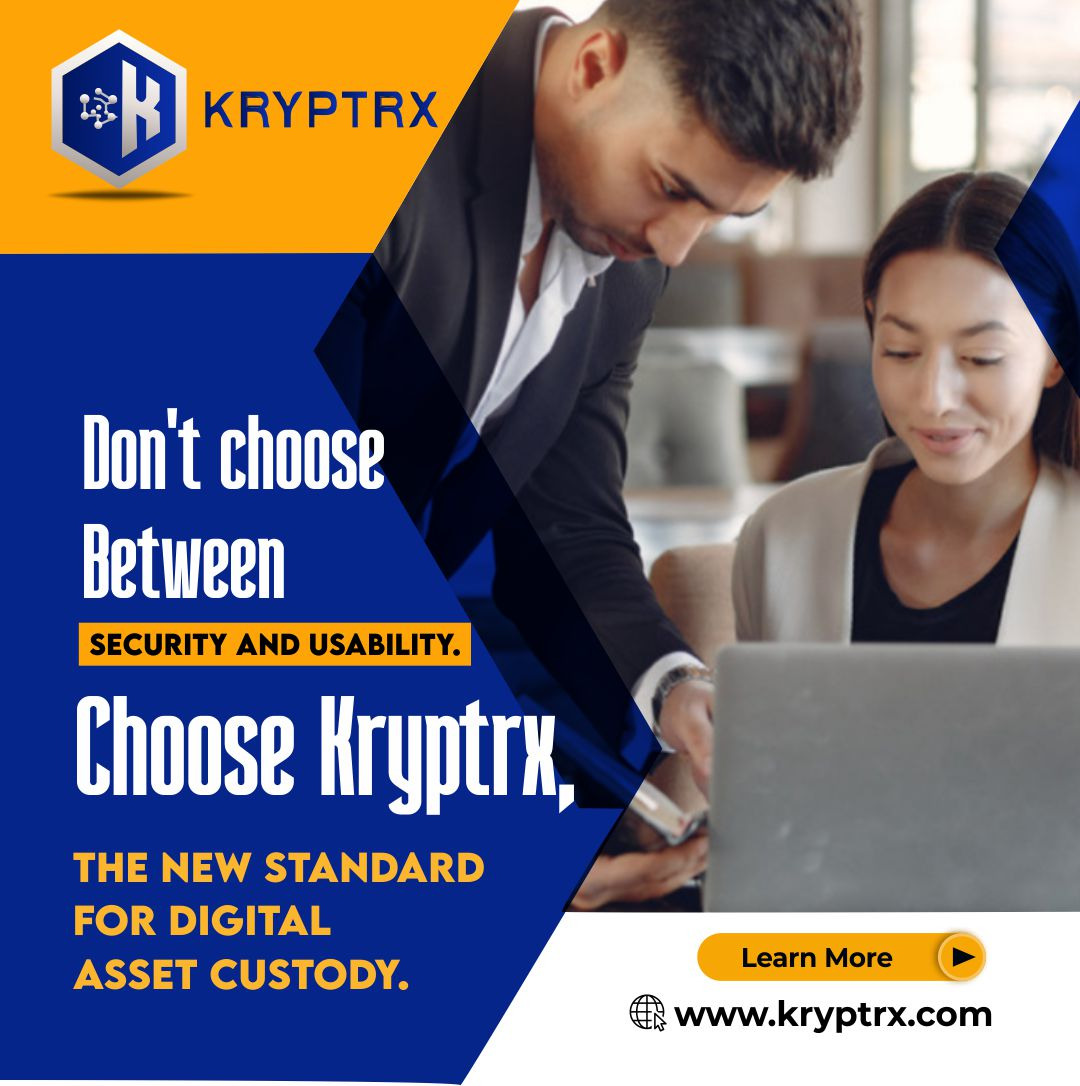 KryptrxExchange's tweet photo. Don't choose between security and usability.
Choose #Kryptrx, the new standard for digital asset custody.
#thesar, #blockchain #BTC #Crypto https://t.co/BBnRHm1SrM