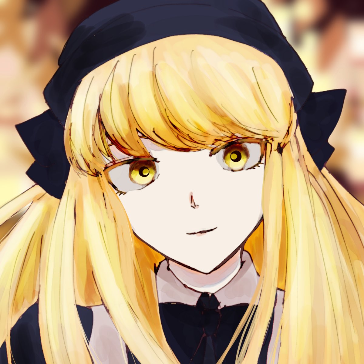 1girl blonde hair solo yellow eyes long hair looking at viewer smile  illustration images