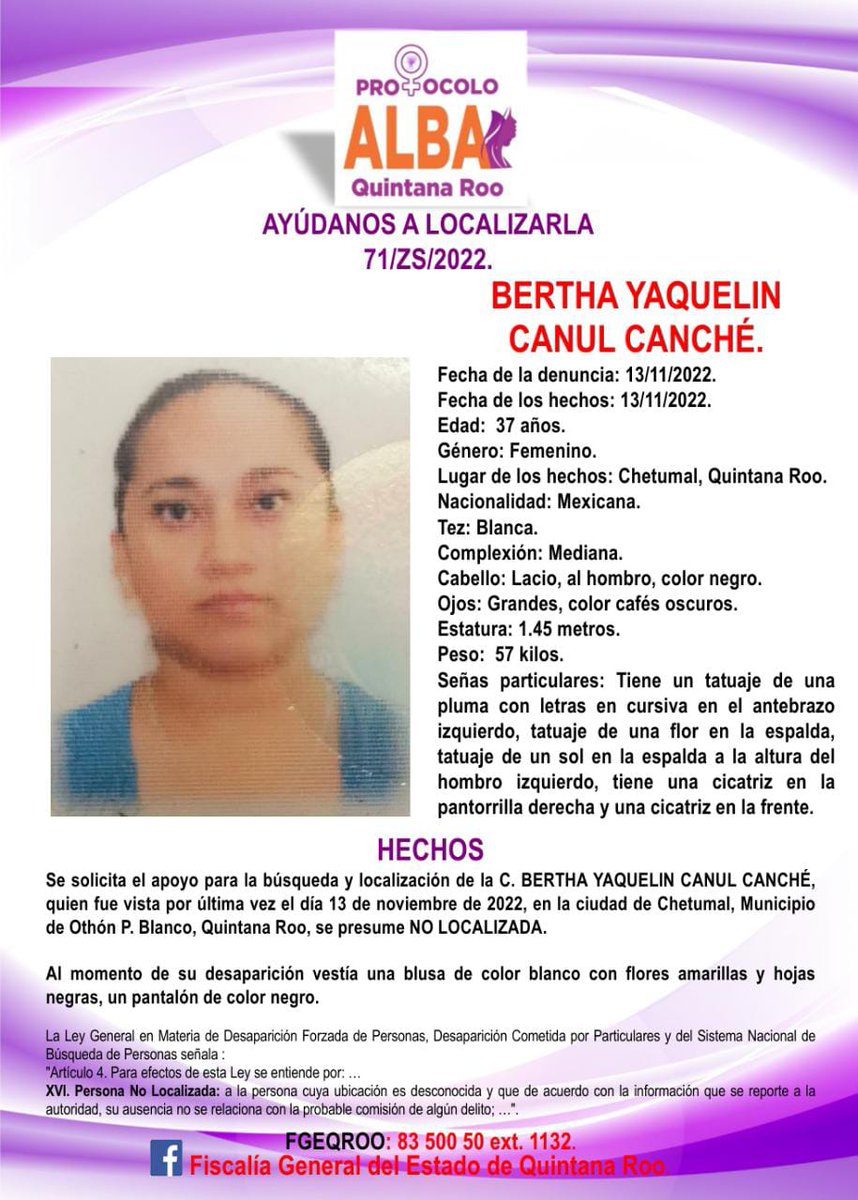 Comisión de Búsqueda Quintana Roo (@busqueda_qroo) on Twitter photo 