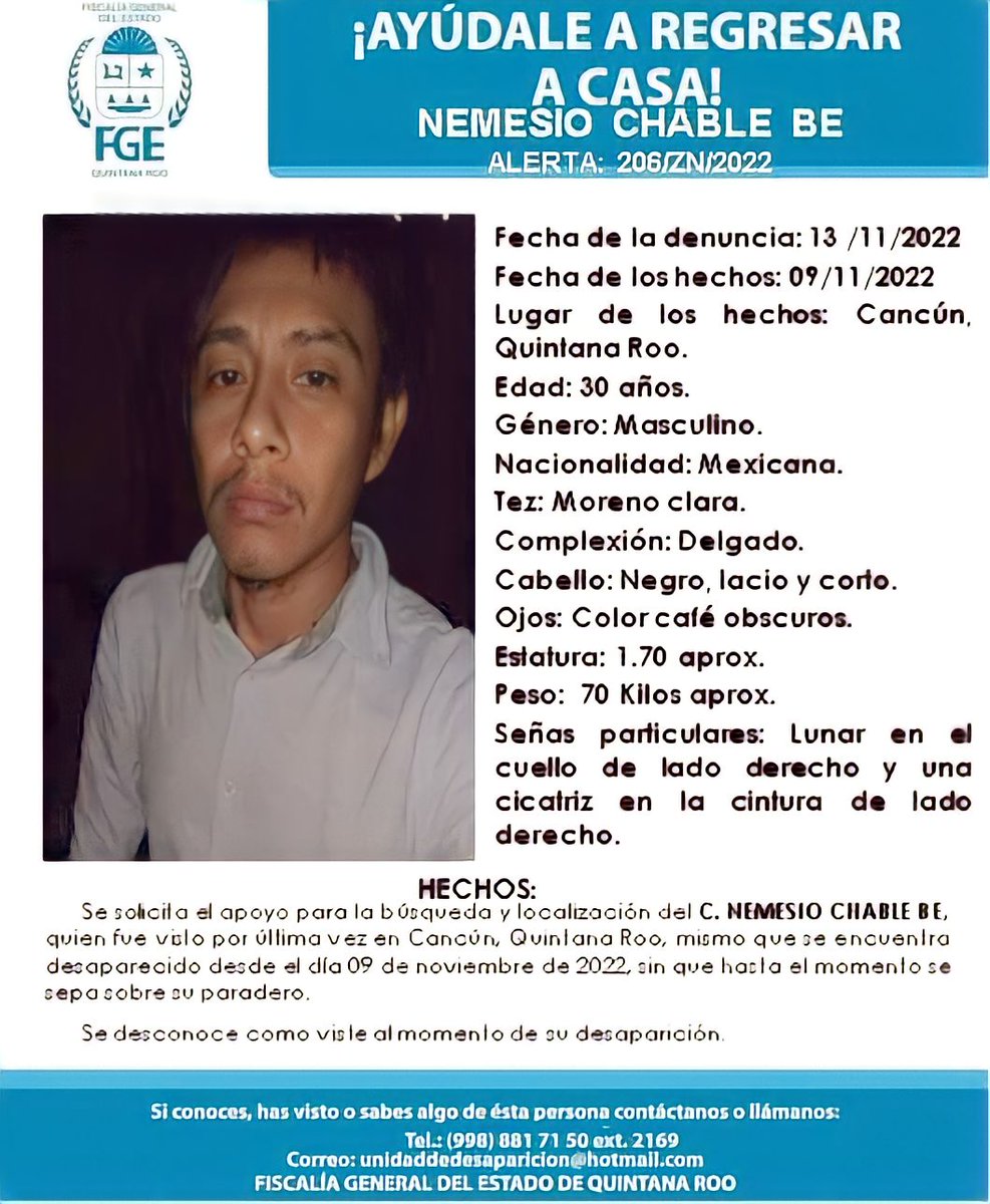 Comisión de Búsqueda Quintana Roo (@busqueda_qroo) on Twitter photo 