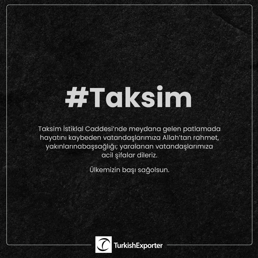Taksim İstiklal Caddesi’nde meydana gelen patlamada hayatını kaybeden vatandaşlarımıza Allah’tan rahmet, yakınlarına başsağlığı; yaralanan vatandaşlarımıza acil şifalar dileriz.

#taksim