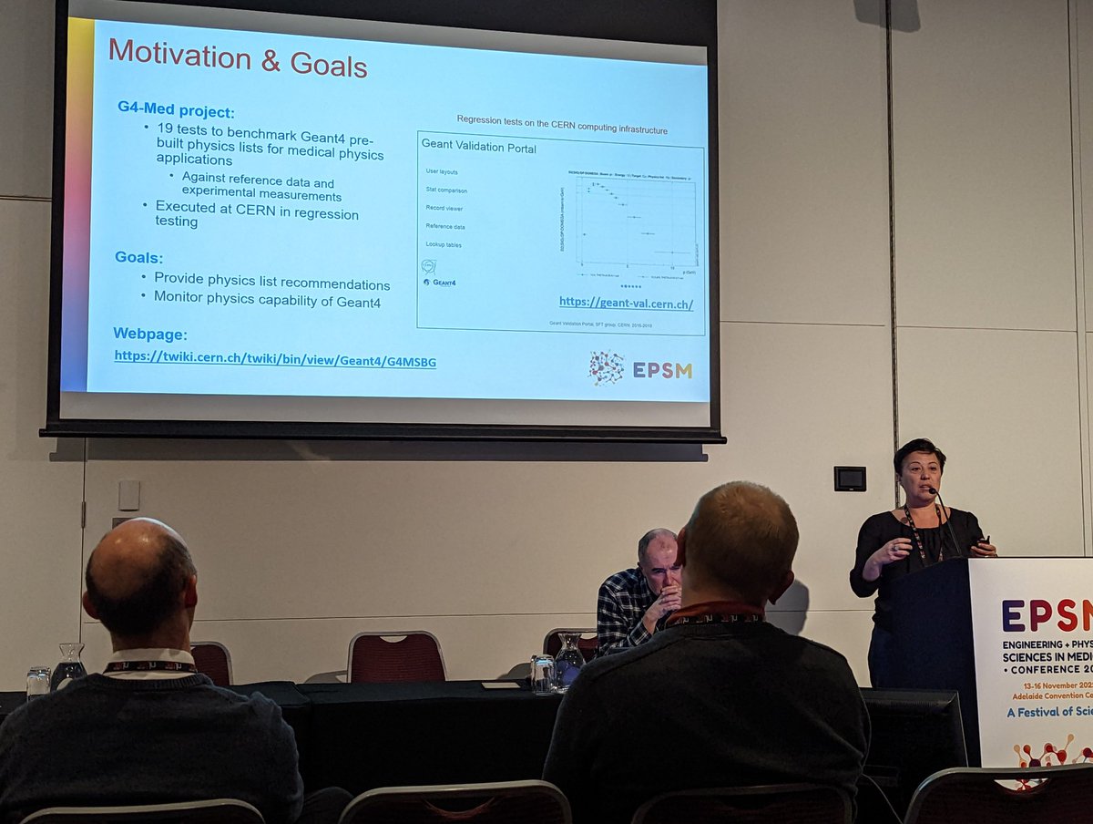 MitraJoon's tweet image. Associate Professor Susanna Guatelli is telling all attendees at #EPSM2022 about #Geant4 applications in medicine and benchmark results and advanced examples. 
#medical #Physics