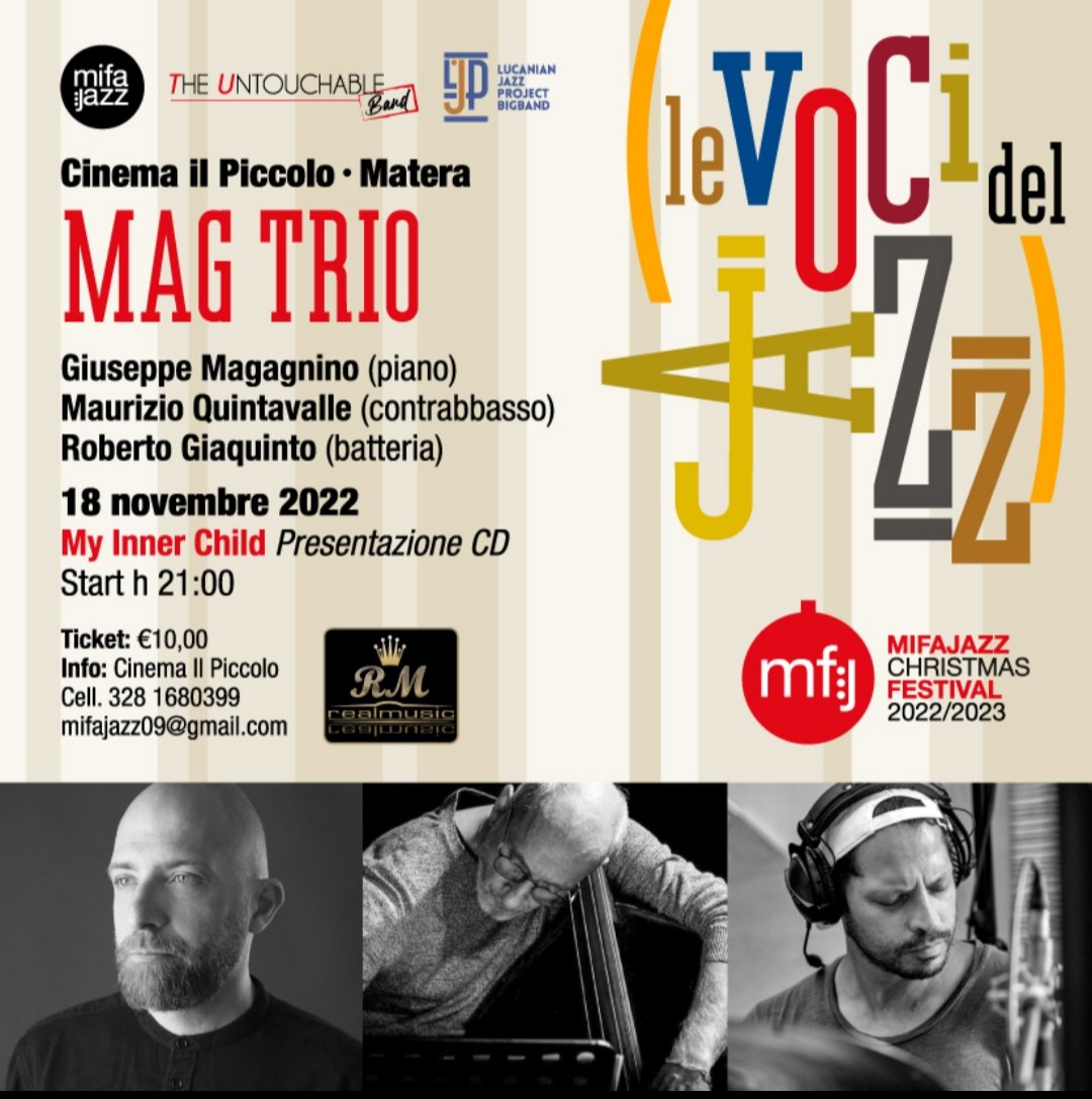 Venerdì 18 novembre, grande #Jazz al Cinema Il Piccolo di Matera.
Il primo della trilogia de #levocideljazz 
Info e prenotazioni presso il Cinema Il Piccolo o scrivendo a mifajazz09@gmail.com