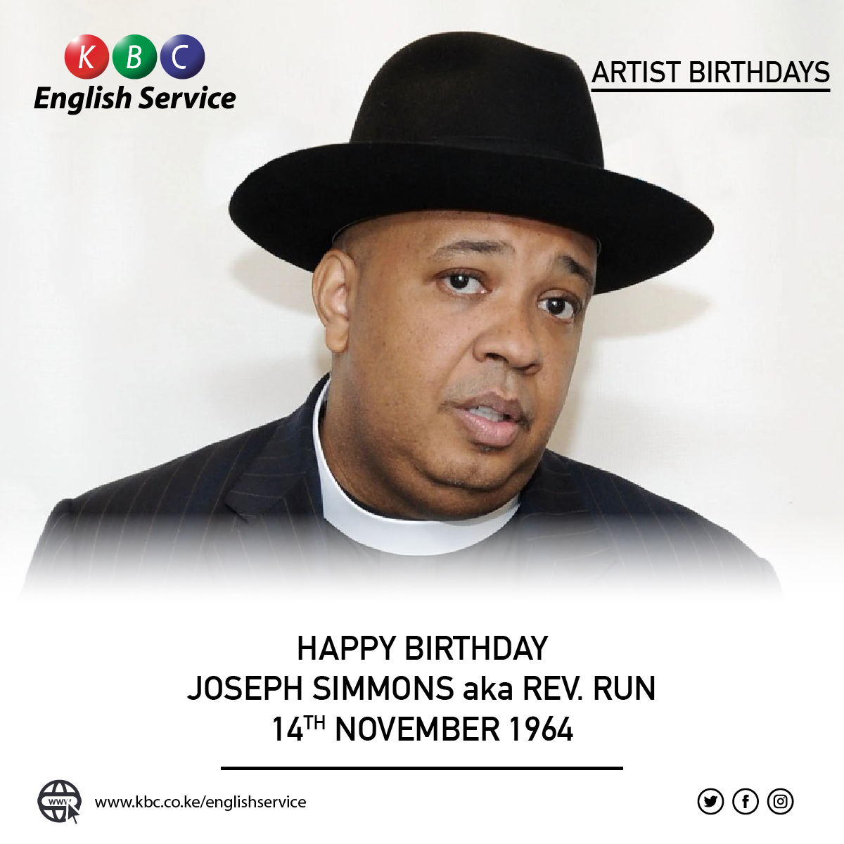 Happy Birthday: JOSEPH SIMMONS aka REV. RUN
Born: 14th November 1964

^PMN  