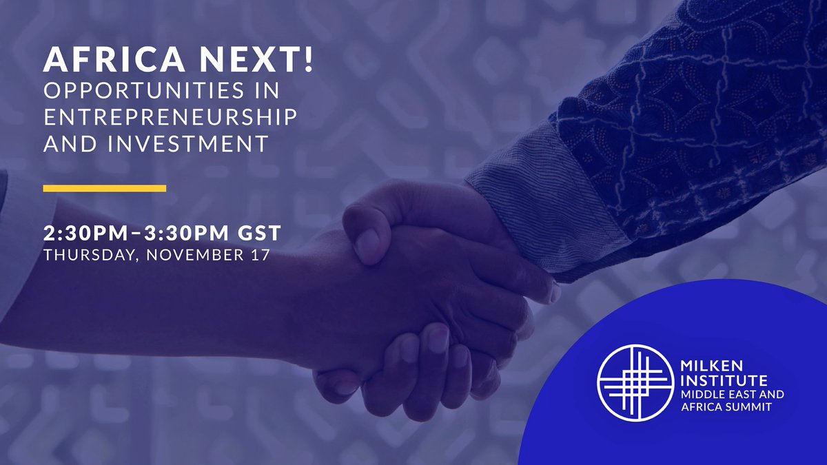 'Tokunboh Ishmael (@tolushola) on Twitter photo Join me for the 2022 <a href="/MilkenInstitute/">Milken Institute</a> summit where I will be speaking on a panel moderated by <a href="/Abi_Mustapha/">Abi Mustaph-Maduakor</a>, with @ColinHBuckley, <a href="/ZiadOueslati/">Ziad Oueslati</a>, & Daniel Yu, as co-panelists. The panel will explore investment trends across Africa and the continent's vibrant start-up space. Join me for the 2022 <a href="/MilkenInstitute/">Milken Institute</a> summit where I will be speaking on a panel moderated by <a href="/Abi_Mustapha/">Abi Mustaph-Maduakor</a>, with @ColinHBuckley, <a href="/ZiadOueslati/">Ziad Oueslati</a>, & Daniel Yu, as co-panelists. The panel will explore investment trends across Africa and the continent's vibrant start-up space.