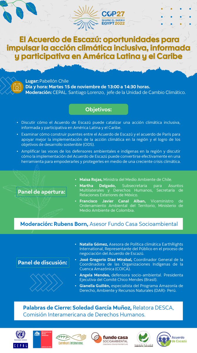 EarthRightsIntl's tweet photo. ...con las voces de @gregoriomirabal @coicaorg, Angela Mendes @chicomendescmt, Guianella Guillen @ONGDAR y @mijakauf. Palabras de cierre de @solgmunoz @DESCA_CIDH https://t.co/A4DVB9XGCz