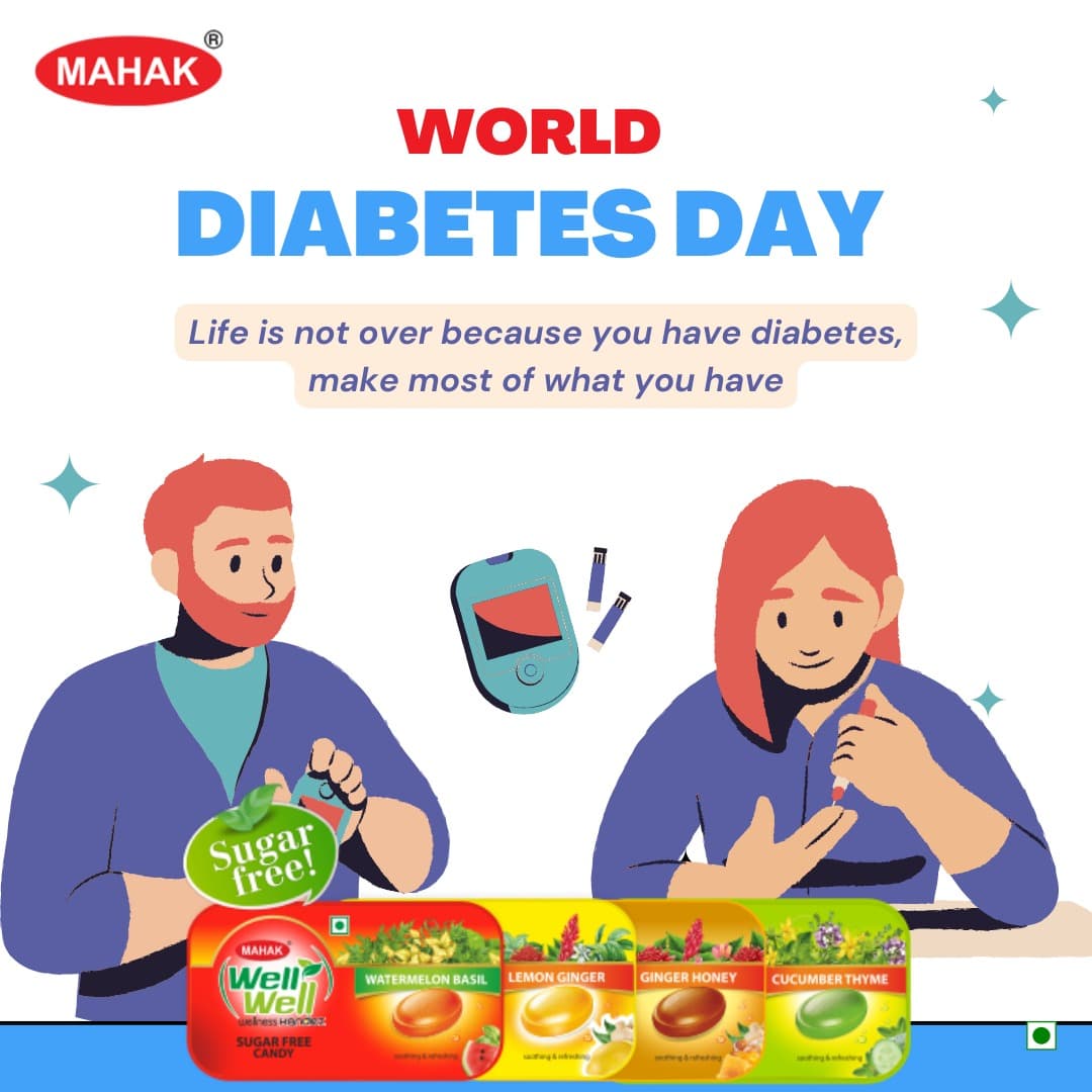 MahakGroup's tweet photo. Wishing you all the sweetness in life with no sugar in your veins.

Happy World Diabetes Day! 

#WorldDiabetesDay #Diabetes #DiabetesDay2022 #WellWellcadies #SugarFreeCandies #SugarFree #CandiesForDiabetics #Candies #CandyLovers #WellnessCandies #MahakKandiez #mahakgroupofficial https://t.co/G55cHps9Xe