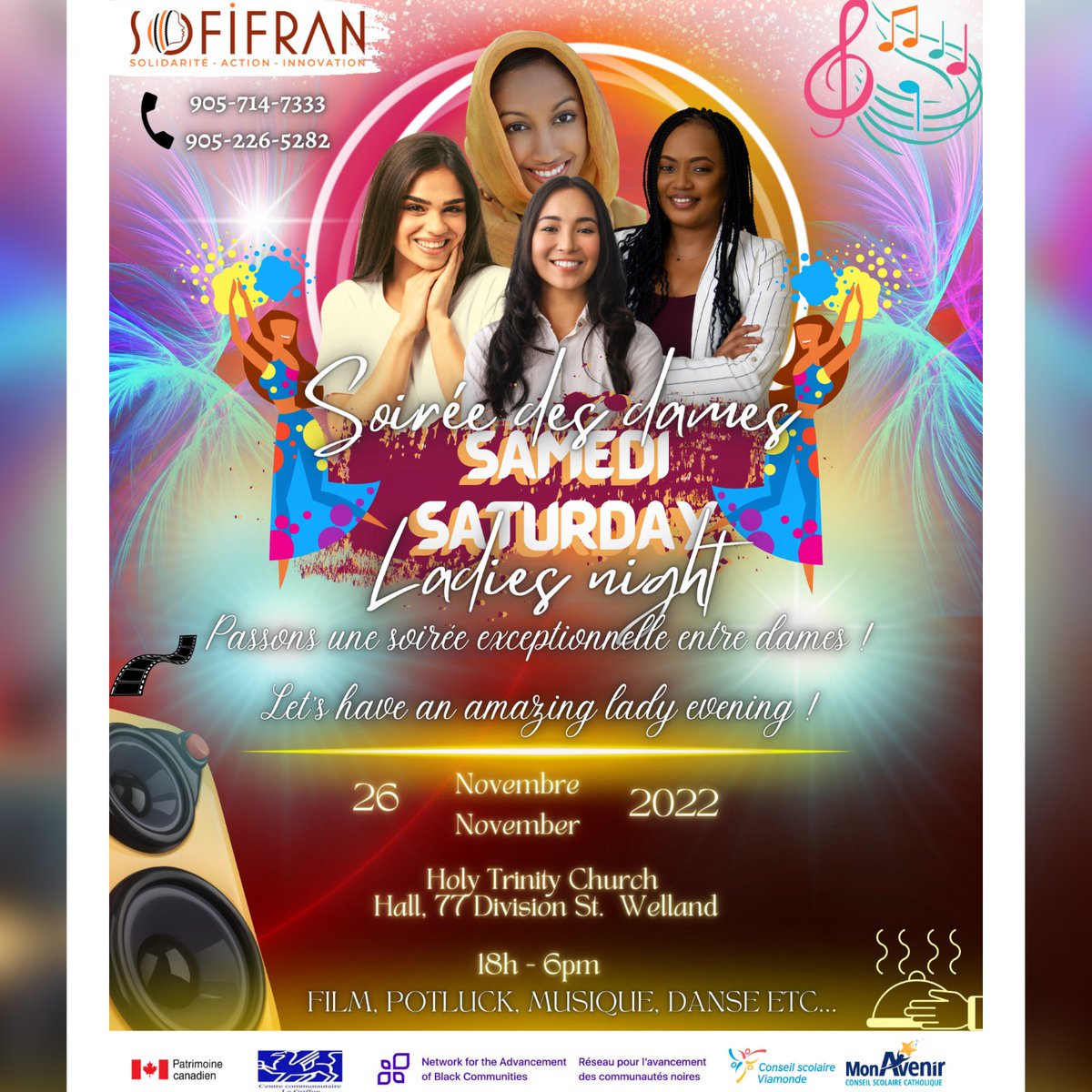 sofifranniagara's tweet photo. Samedi 26 novembre à 18h (6:00pm) venez passer une soirée exceptionnelle entre dame à Holy Trinity Church de Welland (soirée potluck) 
#sofifran #sofifranniagara https://t.co/WPbFhVcZPP