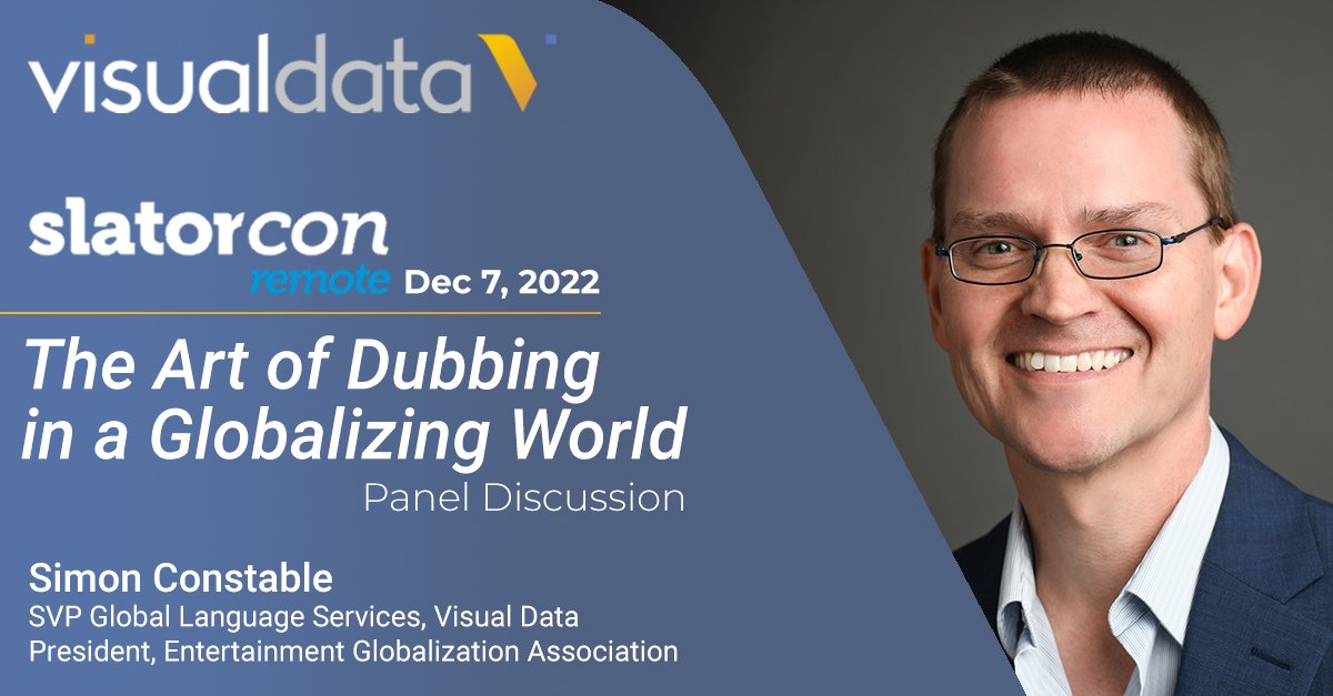 wearevisualdata's tweet image. Join us December 7th with @slatornews at SlatorCon remote as Visual Data’s Simon Constable discusses emerging trends in dubbing alongside panelists Scott McCarthy of Dreamworks and Manel Carreras of EVA Group. Full details at zcu.io/963P 

#SlatorCon #wearevisualdata