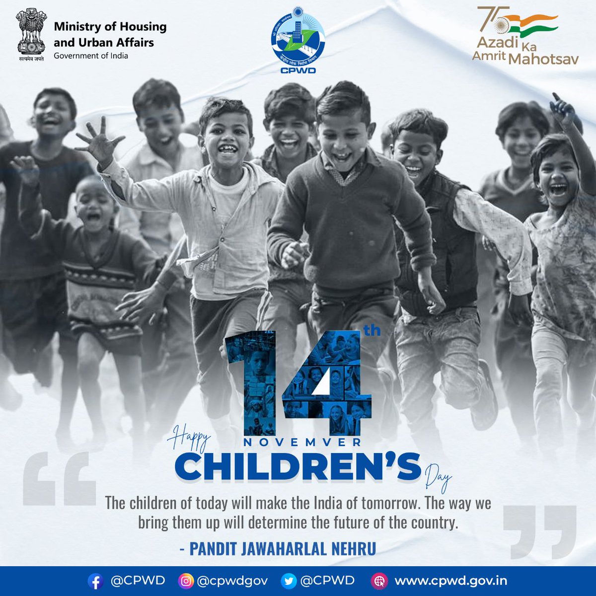 On this Children's Day, let's pledge to spread awareness about the basic rights of children and no kid should be deprived of basic rights and education. Happy Children's Day. #HappyChildrensDay2022 #CPWD