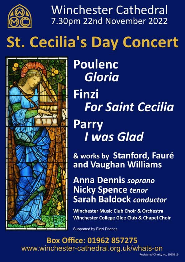 St Cecilia's Day Concert - Tuesday 22nd November at 7.30pm 🎶

Winchester Music Club Choir and Orchestra will be joined by Winchester College Chapel Choir and Glee Club.

Book now: bit.ly/3T8UGJe