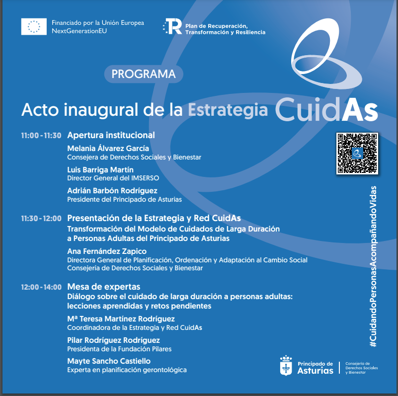 📢Esta mañana a las 12h.  la presidenta de <a href="/FPilares/">Fundación Pilares</a>
participa en el Acto inaugural de la Estrategia CuidAs 
<a href="/GobAsturias/">Principado de Asturias</a>
Semana #CuidAs 
<a href="/socialasturias_/">Consejería de Derechos Sociales y Bienestar</a>
Puedes seguirlo vía youtube :👉 youtu.be/yhOqT5DG2RA 
#Cuidados #CLD #Dependencia 
💜Programa⬇️