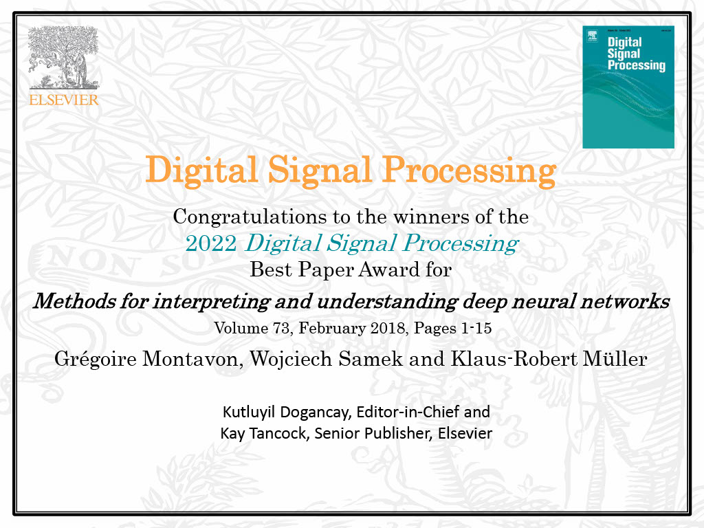 Digital transformation requires #DeepNeuralNetworks. Congrats to our #AI expert <a href="/WojciechSamek/">Wojciech Samek</a> and his fellow <a href="/bifoldberlin/">BIFOLD</a> scientists. They were now honored by the journal Digital Signal Processing with the 2022 Best Paper Prize. 

👉 hhi.fraunhofer.de/en/news/nachri…