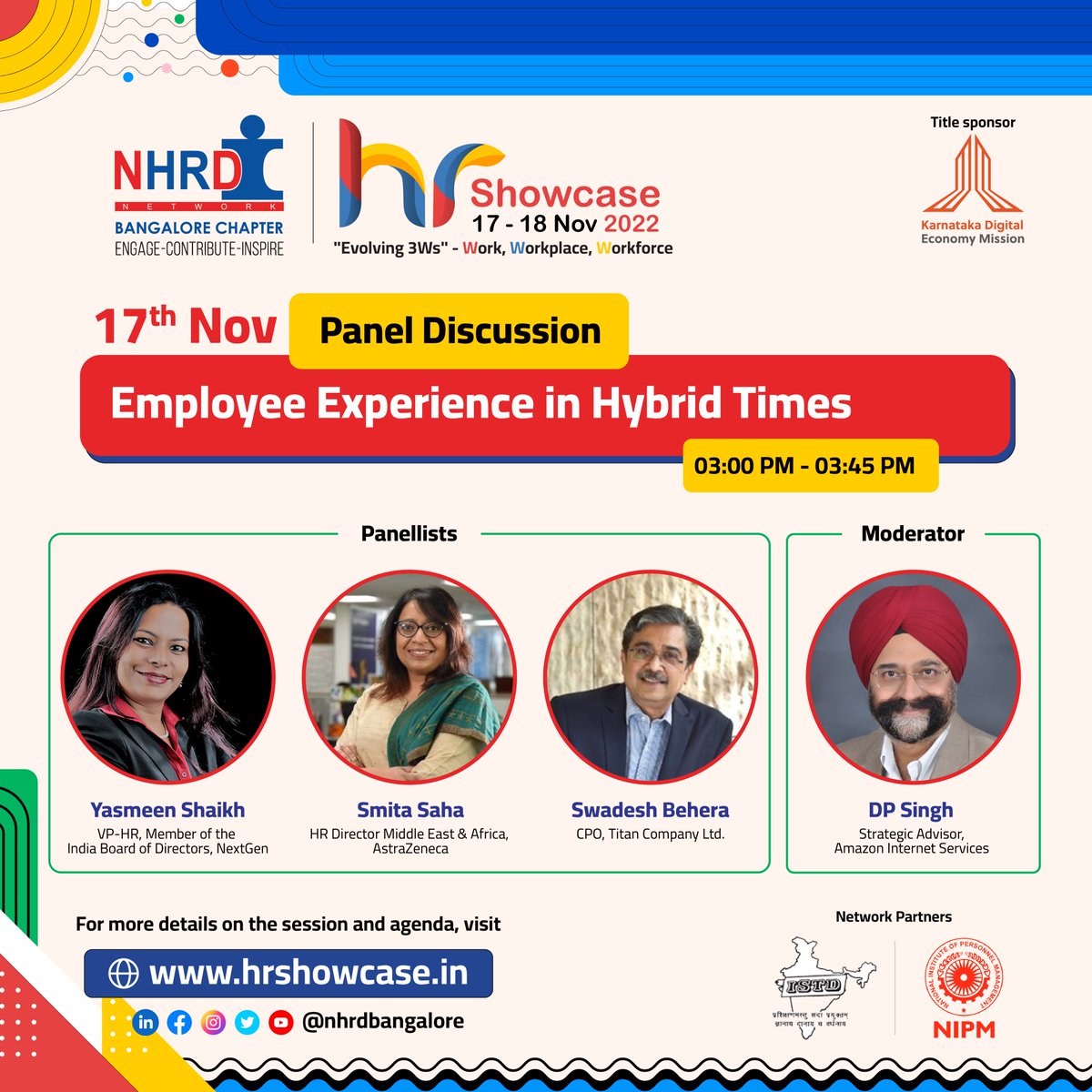 Register soon on lnkd.in/drXpK2gX to attend Panel discussion on Employee experience in hybrid times by Yasmeen Shaikh, <a href="/Smita_now/">Smita Saha</a> , <a href="/BeheraSwadesh/">Swadesh Behera</a> &amp; moderated by <a href="/DPDilpreet/">Dilpreet Singh</a>

Note: After registering, you will receive a email containing information about joining the event