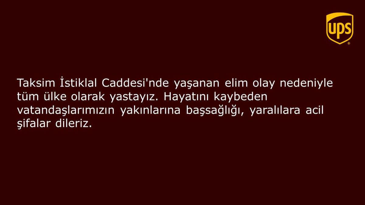 Taksim İstiklal Caddesi'nde yaşanan elim olay nedeniyle tüm ülke olarak yastayız. Hayatını kaybeden vatandaşlarımızın yakınlarına başsağlığı, yaralılara acil şifalar dileriz.