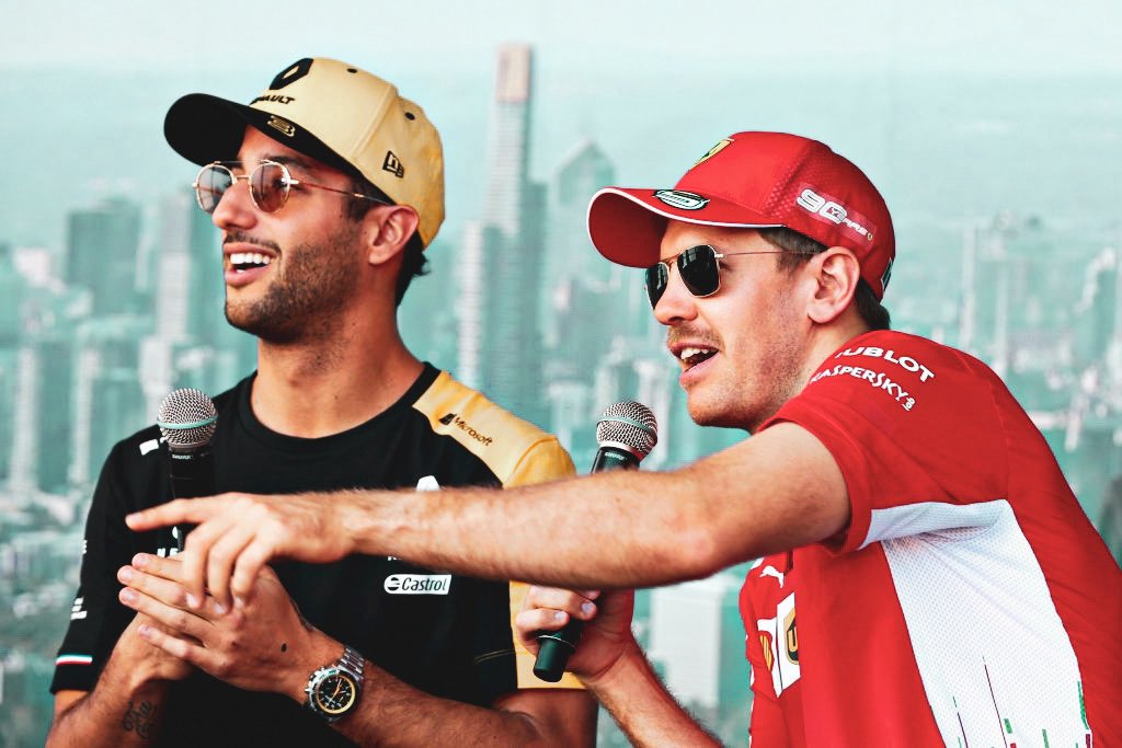 ricciardopics's tweet photo. for the one last time for daniel ricciardo (most probably) and sebastian vettel… it’s race week ❤️🥹 https://t.co/VsWan4I105
