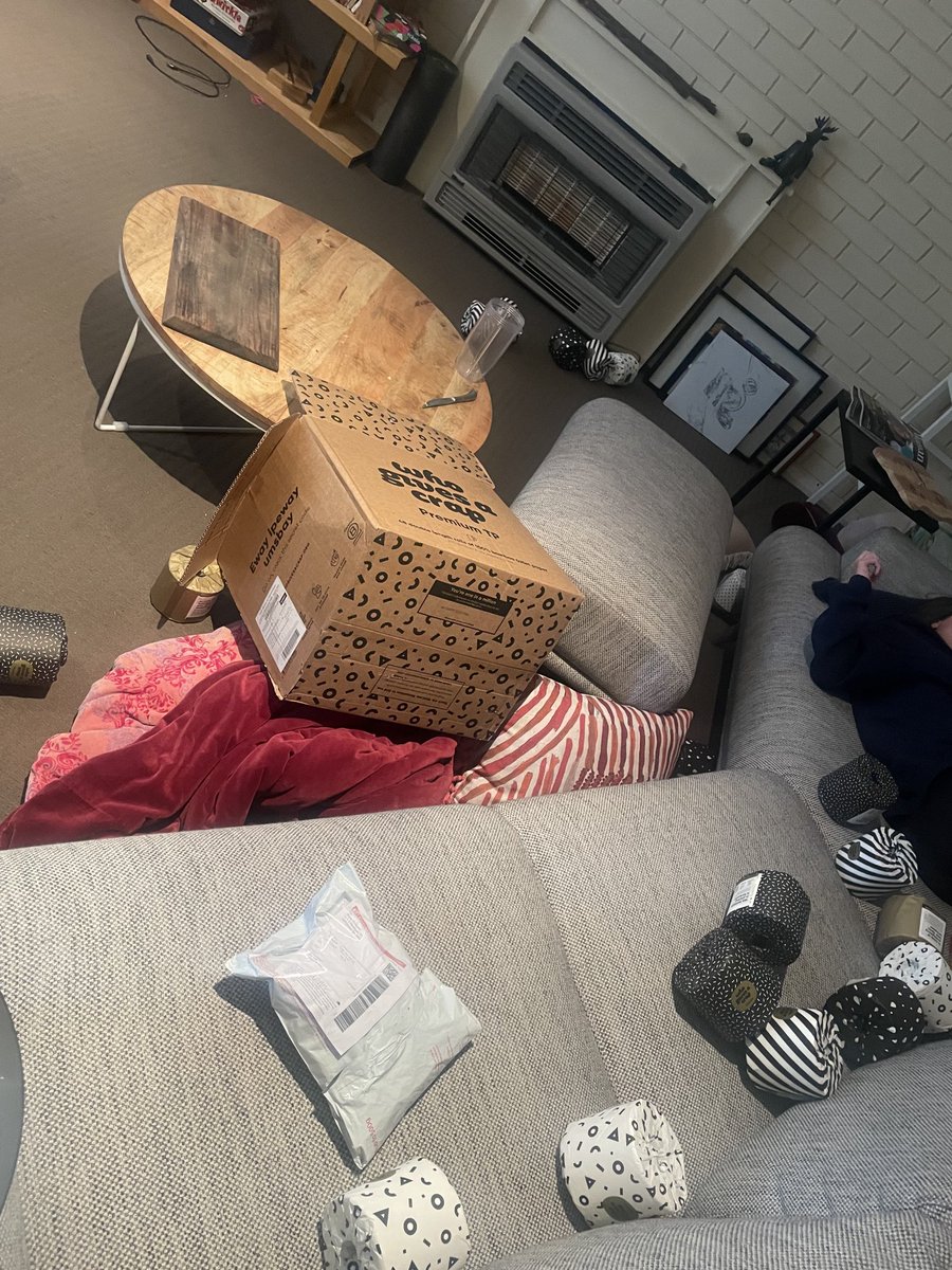 Just received our delivery of ⁦<a href="/WhoGivesACrapTP/">Who Gives A Crap</a>⁩ and this is the  aftermath of ‘the Great toilet paper war’