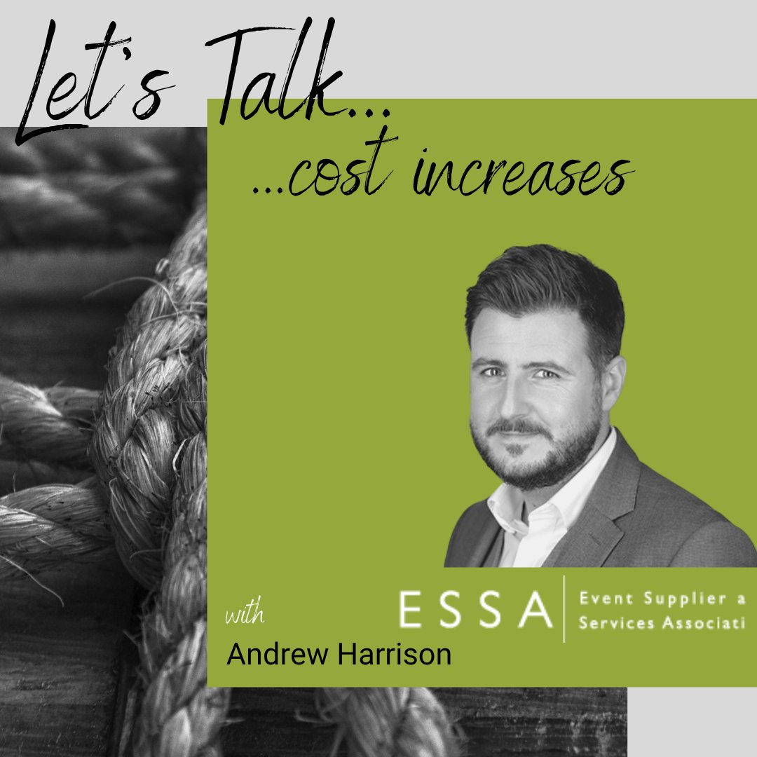 This week Andrew Harrison of @ESSANews is joining us to talk about the impact of cost increases including those for power &amp; what ESSA is doing to support its members &amp; the wider #eventsupplychain. 

Don't miss this one - it impacts us all!
#ESSA #eventprofs  #supplychain