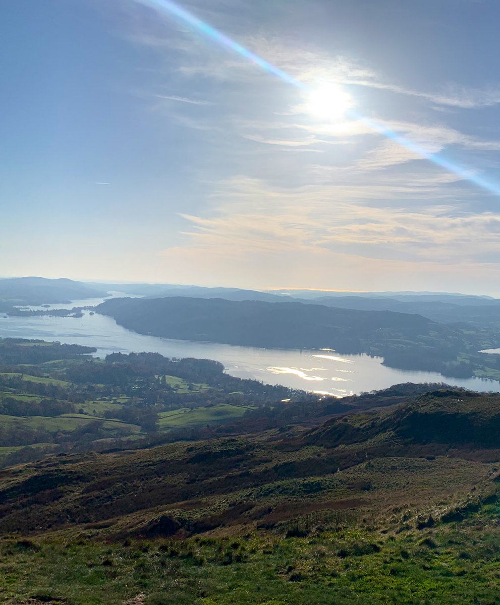 Stunning weather for November! 🤩💚  👀 view over #Windermere from sunny summit of #Wansfell #landscape ☀️ #photo #mountain #LakeDistrict 🐑