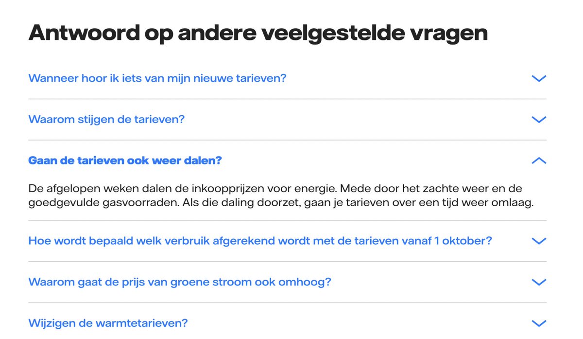 PieterOmtzigt's tweet photo. Dit staat al een aantal weken op de site van Vattenfall. 
En de tarieven zijn de afgelopen tijd ook gedaald.
Maar Vattenfall doet precies het tegenovergestelde
(1) https://t.co/G3gdsYAOs8