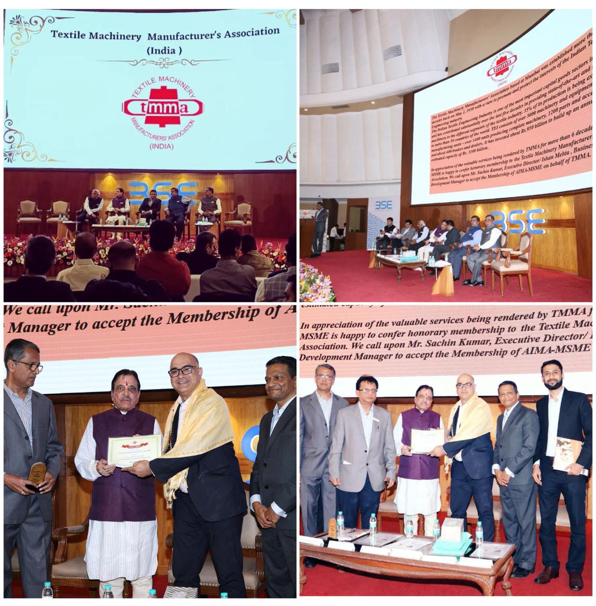 #TMMA attended #Aima-MSME 12th Foundation day event at BSE India, Mumbai on 11th of Nov, 2022, where TMMA and Aima-MSME reciprocated membership with each other in order to strengthen our MSMEs and explore various avenues to empower Indian TEI.