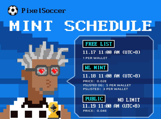 CoconutNFTClub's tweet photo. 📢Coconut NFT Club X Pixel Soccer

⚽️Dynamic Soccer NFT, Founded by EX-GD from Epic Games, Followed by Franklin has 61 apes

🎁 5 x WL (PS List)
🎁10 x WL (Koko List)

1. Follow @PixelSoccer_NFT &amp; @CoconutNFTClub 
2. RT+ Like+Tag 3 frens

24Hrs ⏳

#Pixelsoccer #NFT #NFTGiveaway https://t.co/TivaKDFoli