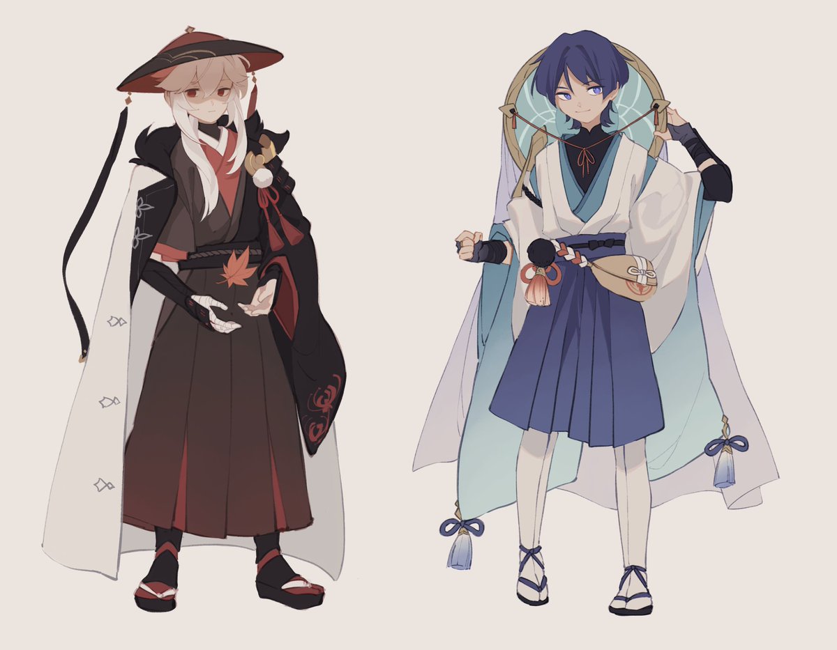 otaku_553's tweet image. Hahaha designs for fics I’ll never write part n: kazuha scaramouche roleswap in which kazuha becomes the balladeer and vows to make Inazuma kinder and more forgiving while kunikuzushi keeps traveling and falls in love with Inazuma