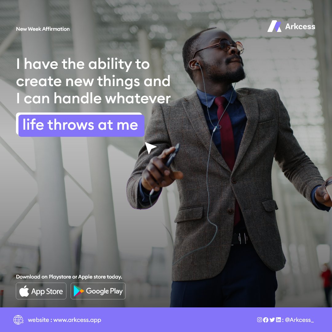Arkcess__'s tweet photo. Affirm with Us this Week

I am enough
I am capable
I have the ability to create new things and to handle whatever life throws at me
I am bold and courageous

It's a blessed week for us all❤️

#motivationalquotes #newweek #affirmations #accesscontrol #tech #security https://t.co/uCZcuErV93