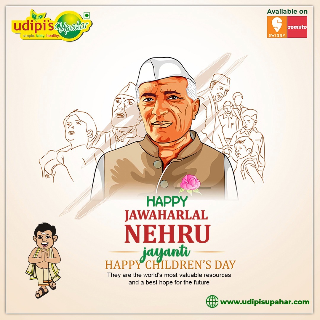 UdipisU's tweet photo. As we all know, this day marks the birthday of Pandit Jawaharlal Nehru, affectionately known as Chacha Nehru. To all children at heart and age, Happy Children's Day from Udipi's. 
.
#udipisupahar #HappyChildrensDay #ChachaNehru #Education #JawaharlalNehru #Childrensday2022 https://t.co/qVFvQm4Tz9