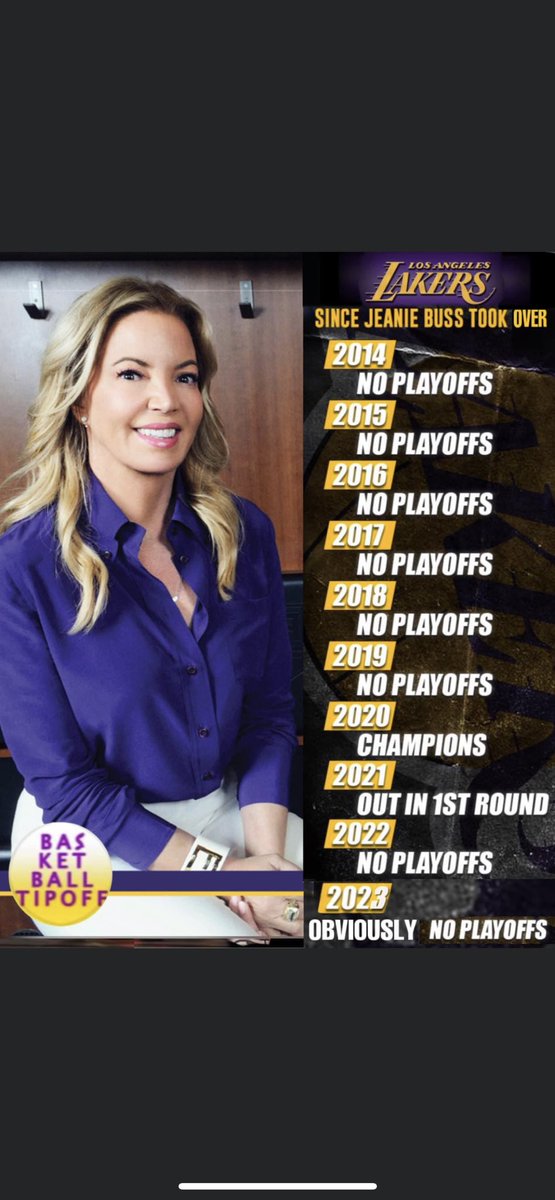 jtsoos24's tweet photo. @JeanieBuss your the worst owner I wish #jerrybuss was still alive. @stephenasmith @nba plz tell Jeanie to sell the Lakers. #worstowner https://t.co/E1qkehwqJC
