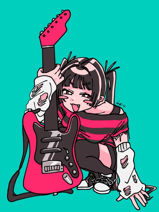 バンドマンの皆様、かわいい女の子とギターを描くのが得意ですがグッズやフライヤーにいかが 