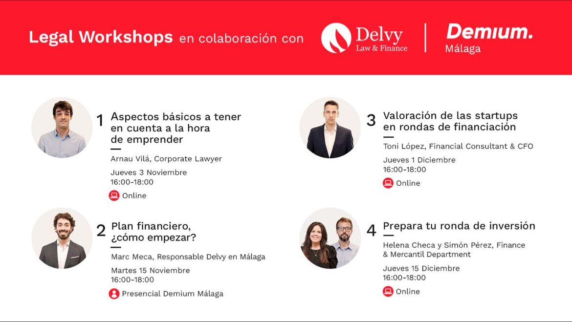 ¡#Emprendedores y #emprendedoras de Demium Málaga!🙋‍♂️🙋‍♀️
🗓 Mañana 15/11 masterclass sobre  "Cómo empezar un Plan financiero", por nuestro compañero Marc Meca.
No os perdáis las próximas sesiones online, para todos los que forman parte del Programa de Incubación de @DemiumStartups