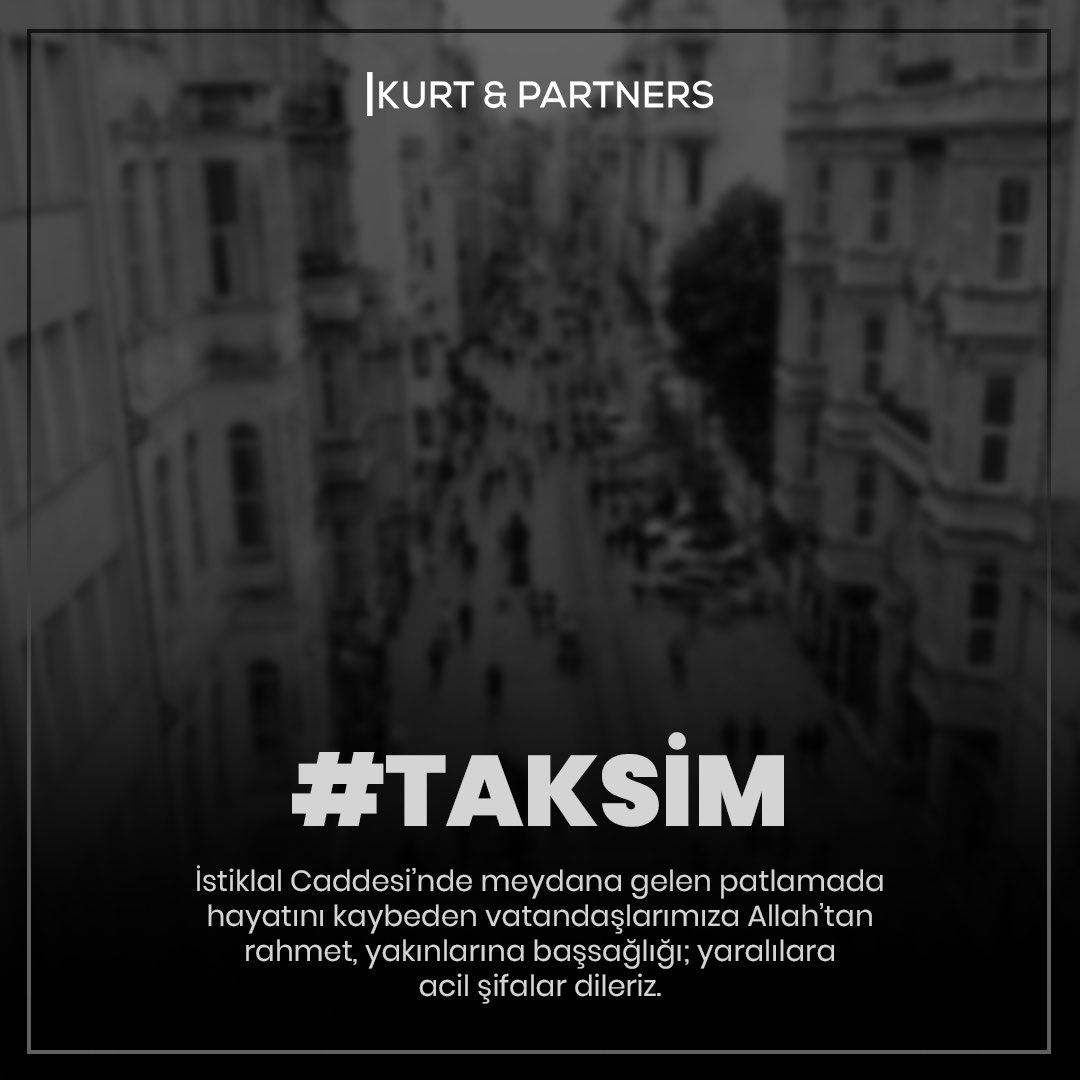 İstiklal Caddesi’nde meydana gelen patlamada hayatını kaybeden vatandaşlarımıza Allah’tan rahmet, yakınlarına başsağlığı; yaralılara 
acil şifalar dileriz.

#Taksim