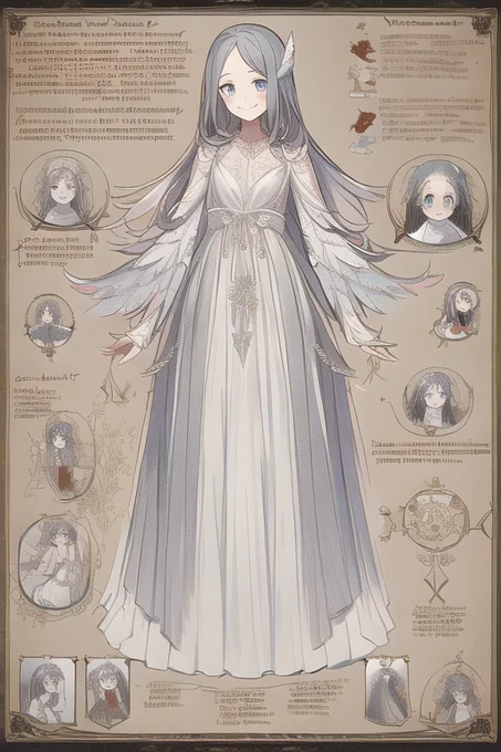 天使の見本帳。 "Voynich Manuscript"(ヴォイニッチ手稿)タグが、とても楽しい。  呪文はALTに。 #NovelAI #NovelAIDiffusion