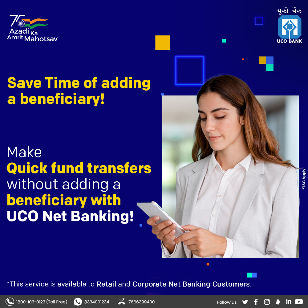 UCO Bank on Twitter enables you to transfer funds up