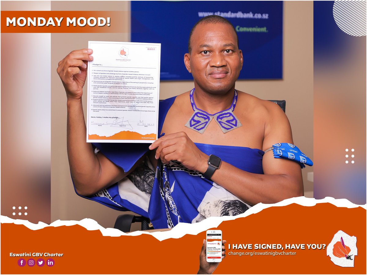 It is visible right? The pride of having signed the GBV Charter. You can see it in the way <a href="/StandardBankSZ/">SB Eswatini</a>  Chief Executive, Mr. Mvuselelo Fakudze is holding the Charter. This is how you reaffirm your stand to end GBV with the rest of Emaswati. Have a beautiful week. #endGBV