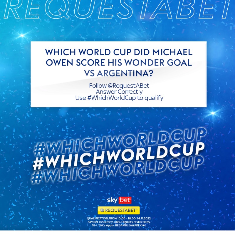 RequestABet's tweet photo. #WhichWorldCup - 𝗗𝗮𝘆 𝟱 😍

FIVE x £20 cash prizes are available today! 🎁

Answer correctly, using #WhichWorldCup &amp; either the year or the host nation!

Good luck! ⚽️