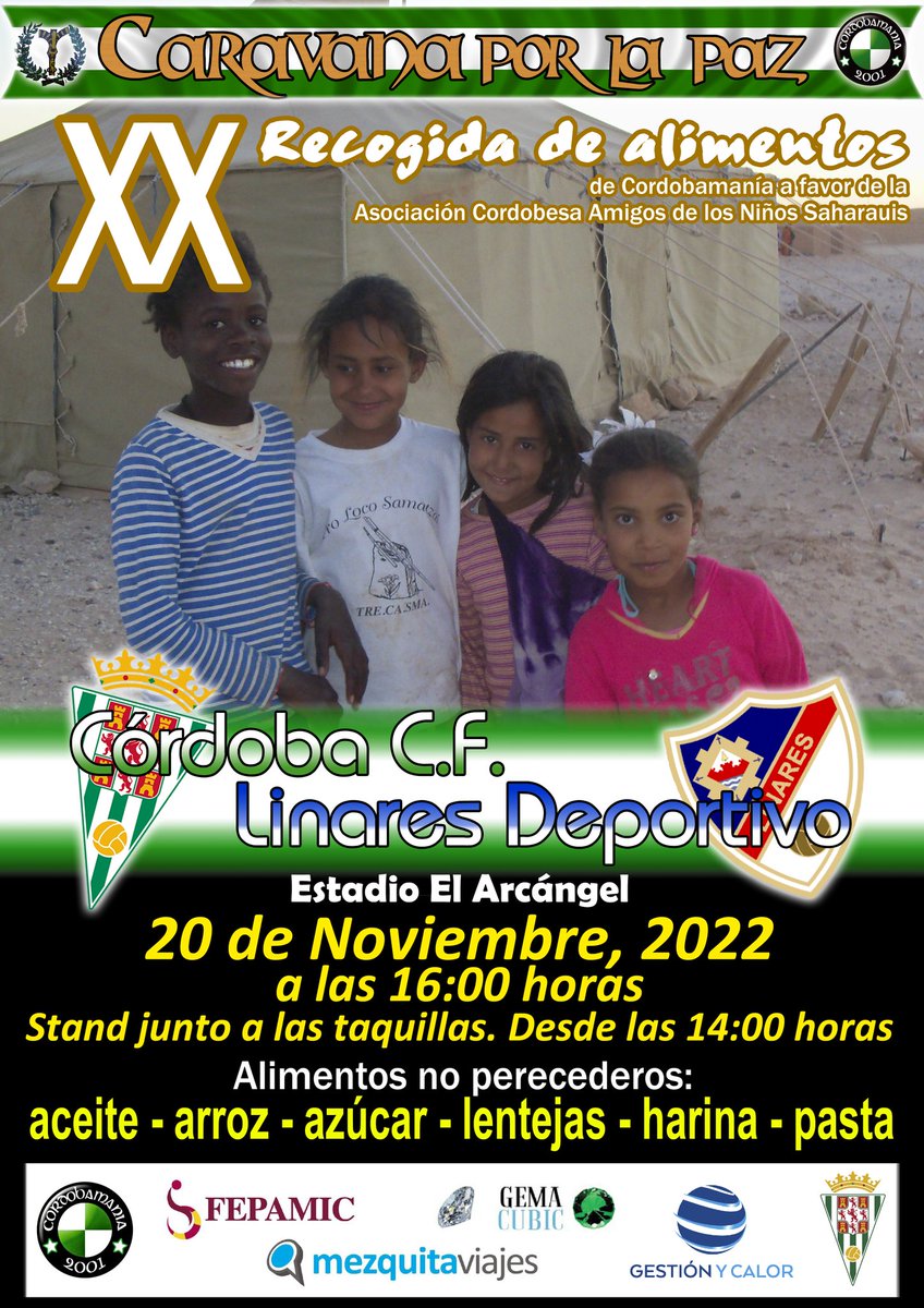 Cordobamania's tweet photo. Si llevamos XX recogidas de alimentos, es gracias a la solidaridad año a año del cordobesismo. Y de mucha gente que nos echa una mano. Hoy hay que agradecer a @davidmj79 que nos realiza el cartel año tras año. Gracias, un acto que es el de muchos. Hasta el domingo, cordobesistas https://t.co/Z9MXCd4m0N