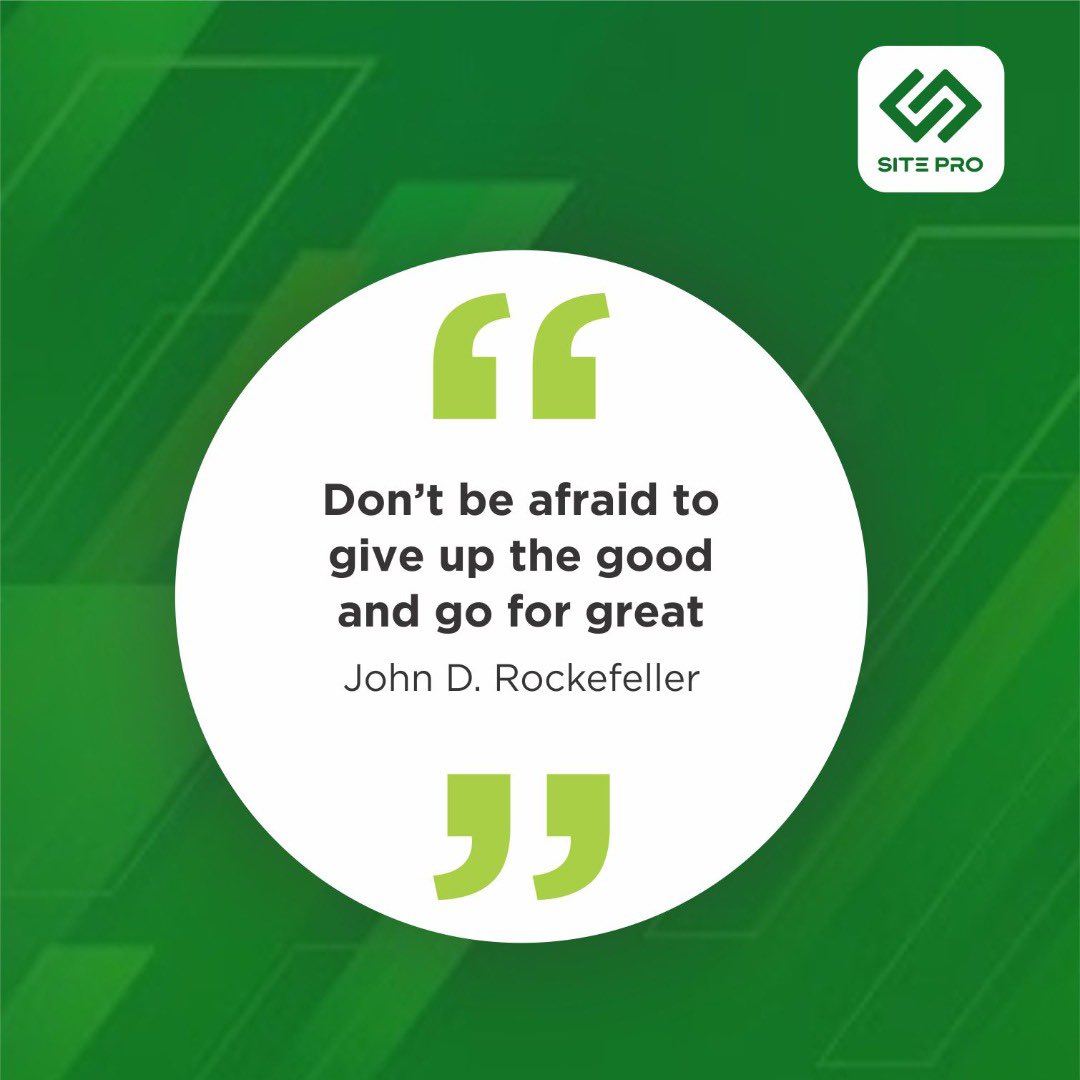 Don’t be afraid to give up the good and go for great.

Happy New Week😍

#SiteProHq #ConstructionMaterials #BuildingMaterials #MaterialRequisition #ProductivityHack #Collaborationtools #MondayMotivation